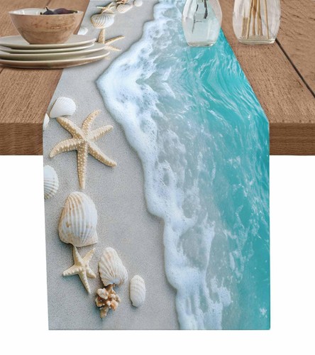 Beach shell table runner - beach,